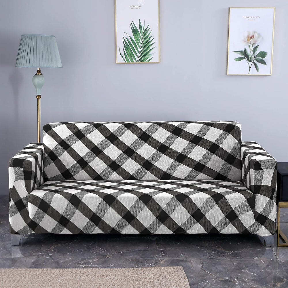 Universal Sofa Cover 140 GSM Sofa Slipcover (Black/White Check)