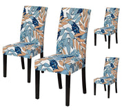 Elastic Chair Cover (Blue/Orange Leaf)