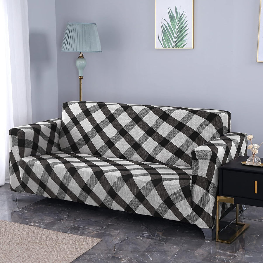 Universal Sofa Cover 140 GSM Sofa Slipcover (Black/White Check)