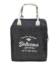 Insulated Reusable Jeans Lunch Bag Tote Bag (Jeans Dark Blue), 3 Liters