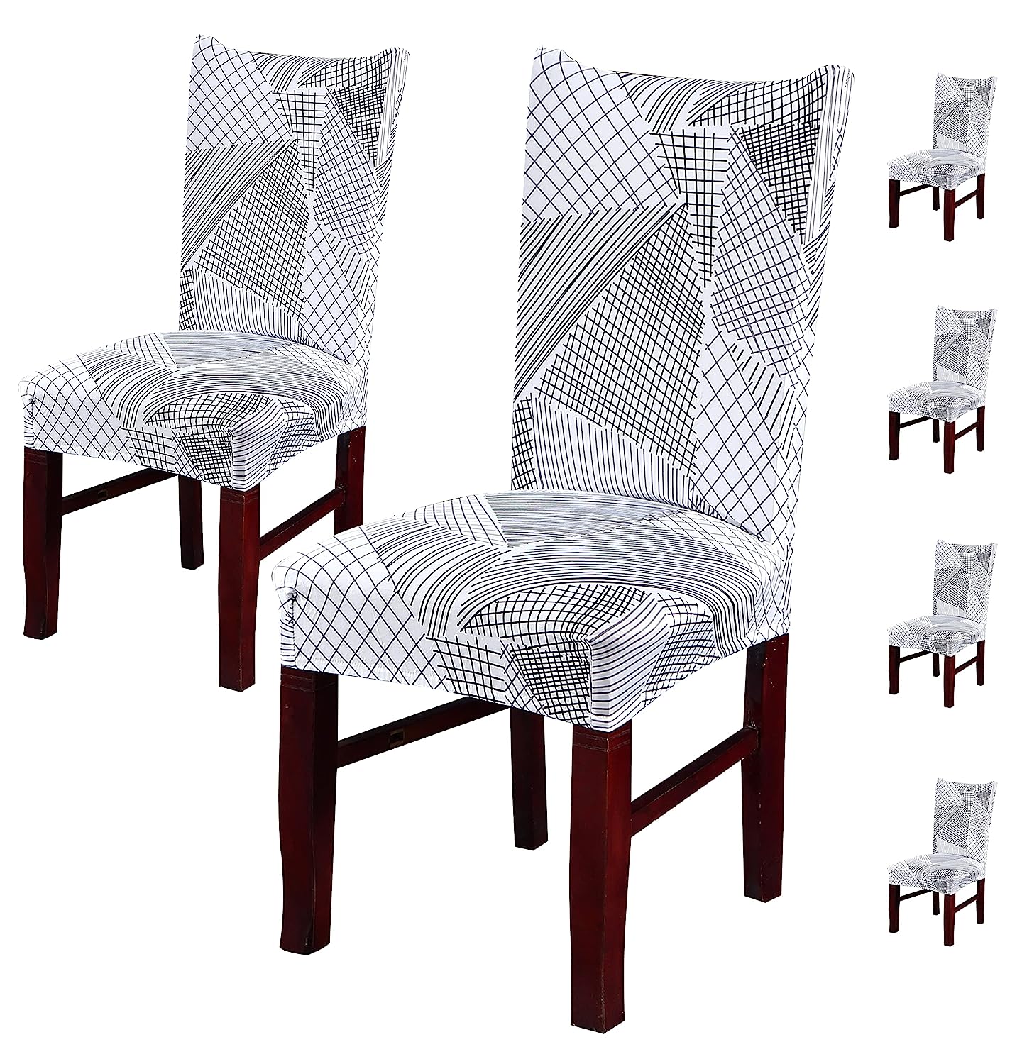 Printed Chair Cover(White Geometric)