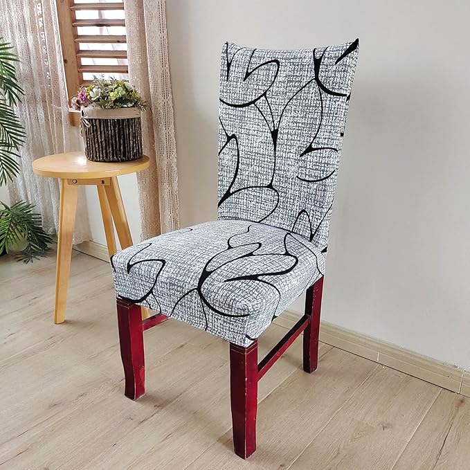 Elastic Chair Cover Stretch Removable Washable (Grey Bloom)