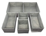 Set of 6 Foldable Storage Box Drawer Divider Organizer Basket Bins