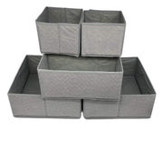 Set of 6 Foldable Storage Box Drawer Divider Organizer Basket Bins