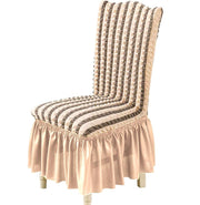 Turkish Bubble Frill Chair Cover (Beige Stripe)