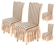 Turkish Bubble Frill Chair Cover (Beige Stripe)