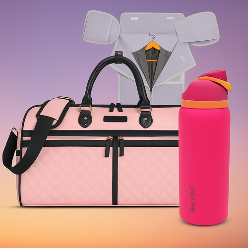 2-in-1 Convertible Garment Duffle Bag With Sippease Insulated Stainless Steel 950ML- Pink