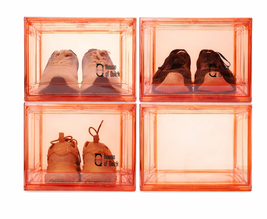 Shoe Organizer, Shoe Storage Boxes with Magnetic Door (Red)