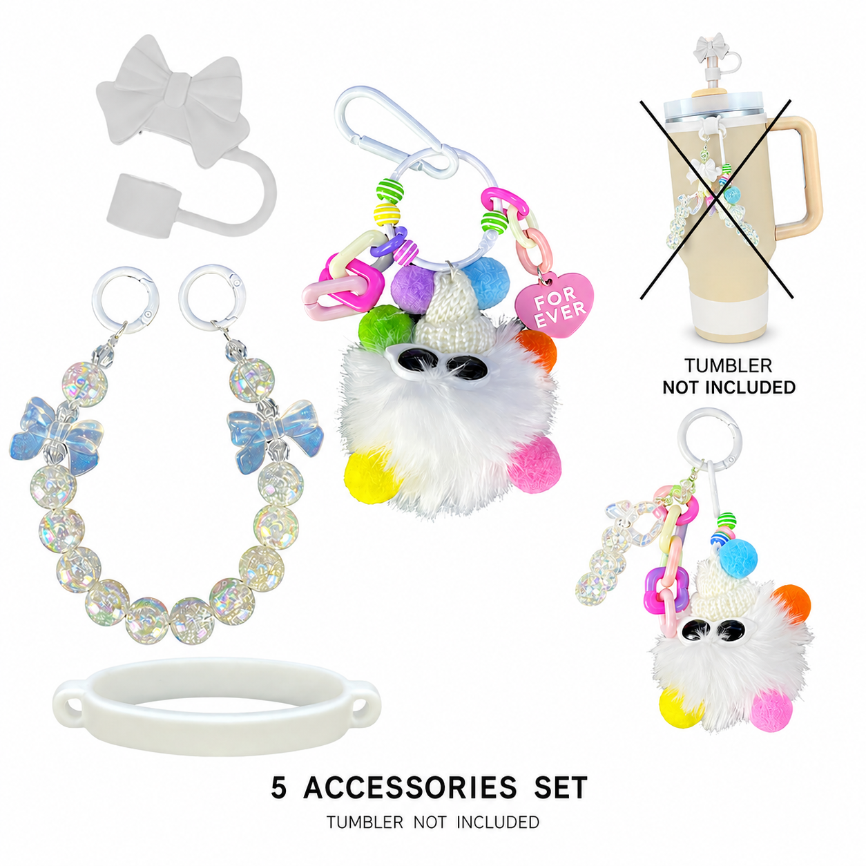 5 Accessories Set 40oz & 30oz Tumbler (Tumbler Not Included)