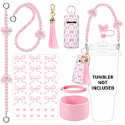 6-Piece Tumbler Accessories Set – Bow Pink | 40oz & 30oz | Tumbler Not Included