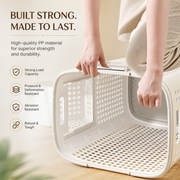 70L Rolling Laundry Hamper with Lid – Large Plastic Basket with Wheels & Handle (White)