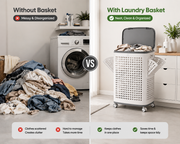 70L Rolling Laundry Hamper with Lid – Large Plastic Basket with Wheels & Handle (White)