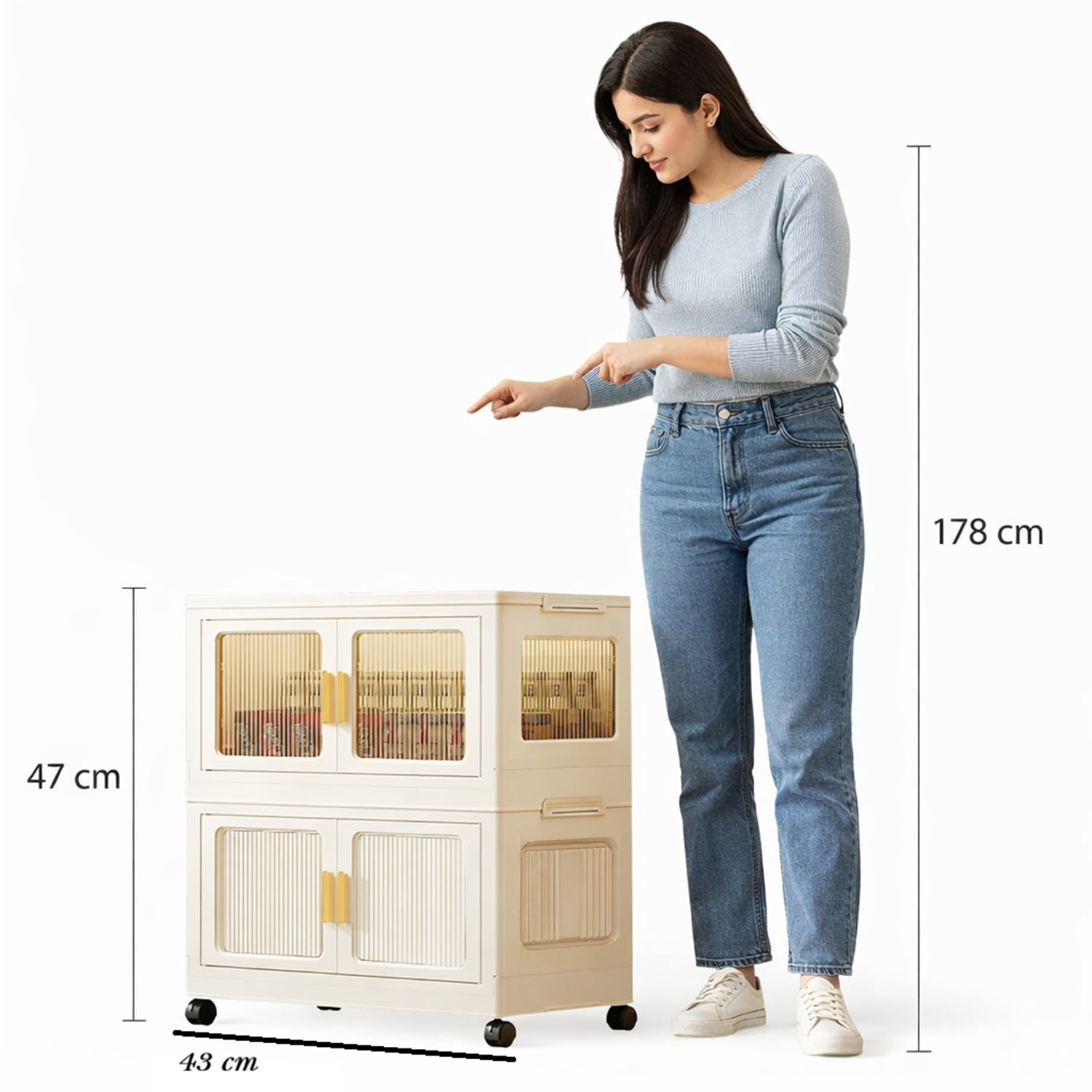 Foldable Storage Box Cabinet Wardrobe Organizer with Wheels
