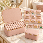 Jewelry Case with 12 Clear Velvet Pouch