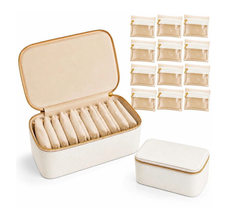 Jewelry Case with 12 Clear Velvet Pouch