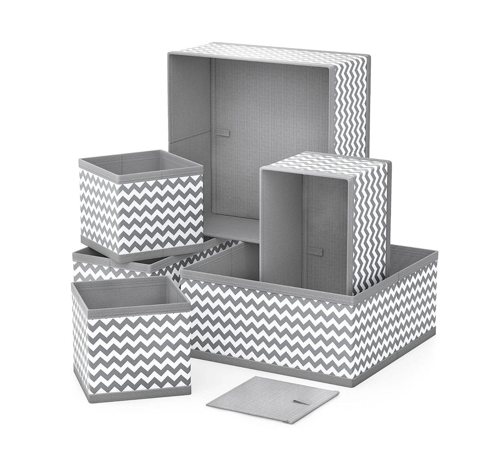 Set of 6 Foldable Storage Box Drawer Divider Organizer Basket Bins