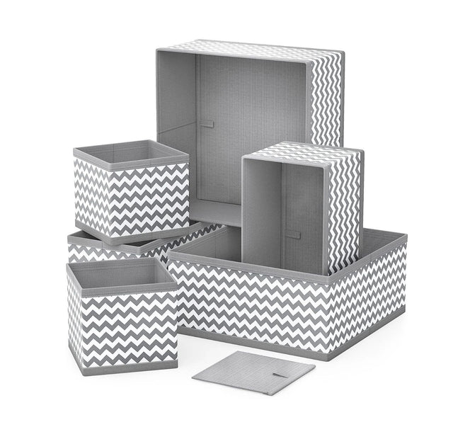 Set of 6 Foldable Storage Box Drawer Divider Organizer Basket Bins