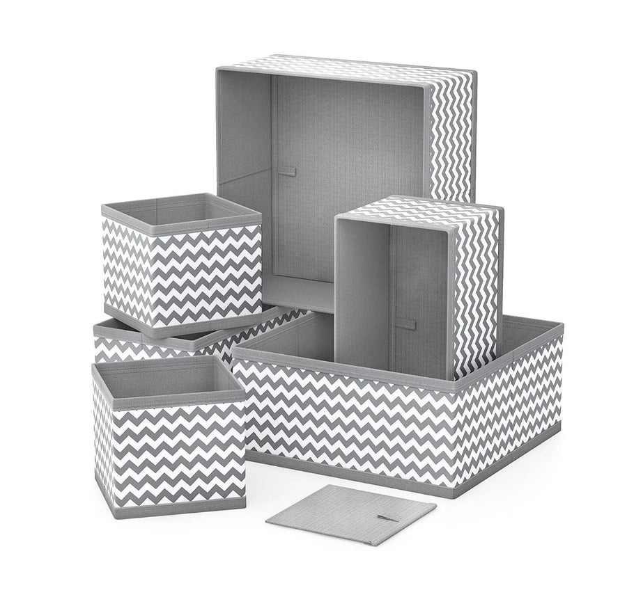 Set of 6 Foldable Storage Box Drawer Divider Organizer Basket Bins