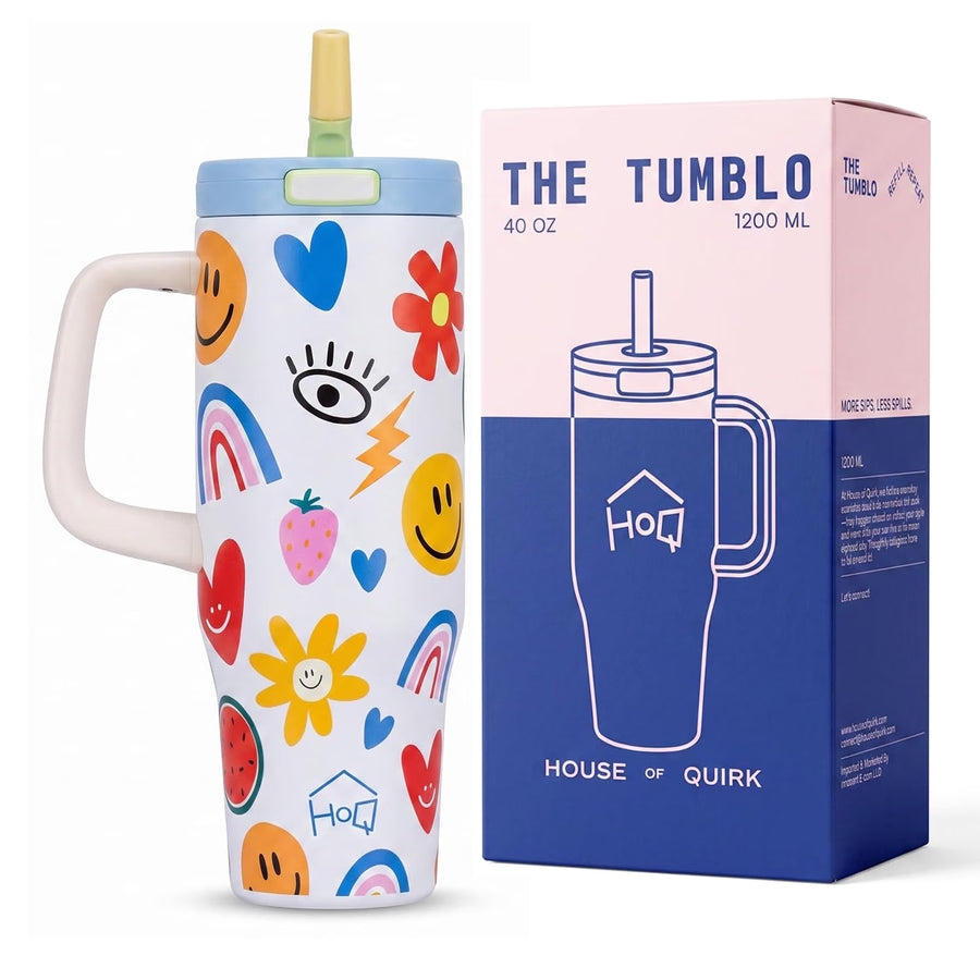1200ML Stainless Steel Tumbler with Handle & Pop-Up Lid (Printed)
