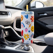 1200ML Stainless Steel Tumbler with Handle & Pop-Up Lid (Printed)