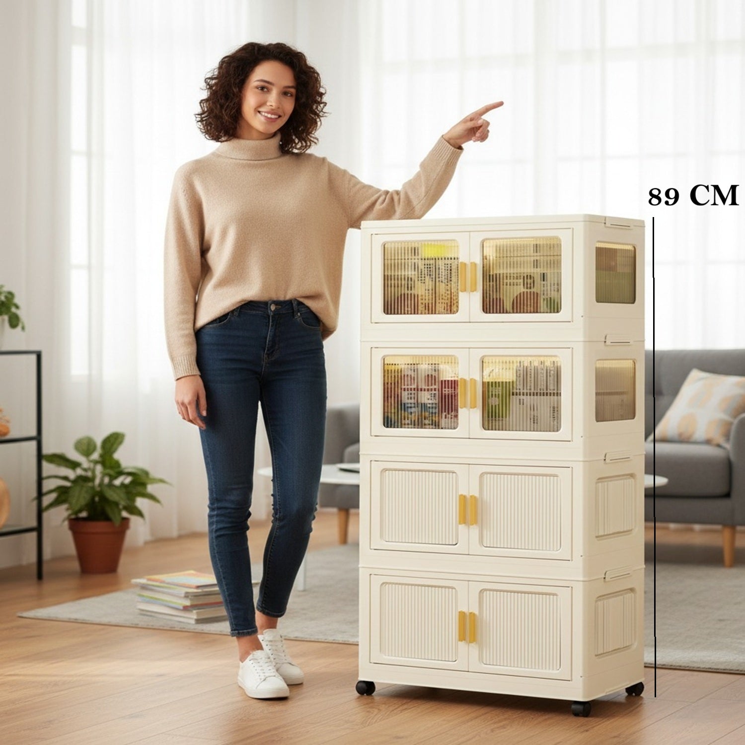 Foldable Storage Box Cabinet Wardrobe Organizer with Wheels