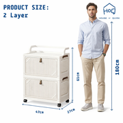 Foldable Storage Box Cart with Wheels & Handle (White)