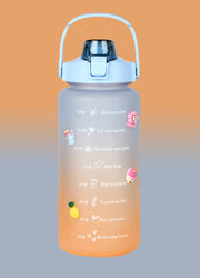2000 ML Motivational Water Bottle With Straw and 3D stickers- (Pack of 1)