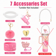 7-Piece Tumbler Accessories Set for 30oz & 40oz Cups – Silicone Boot, Handle Strap, Straw Covers & Keychain (Tumbler Not Included)