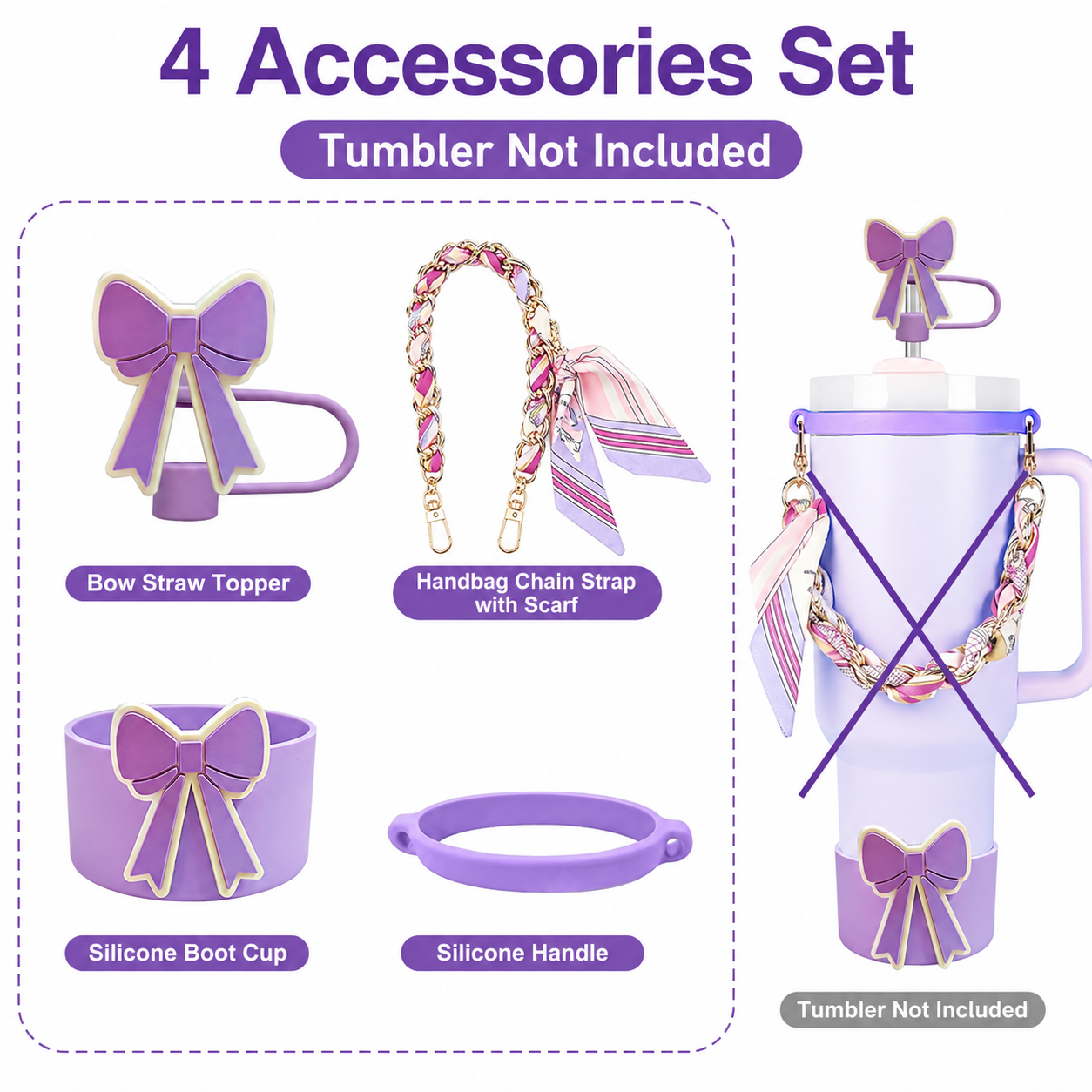 4-Piece Tumbler Accessory Set (Fits 40oz/30oz, Tumbler Not Included)