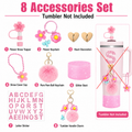 8PCS Cup Accessories Set Alphabet Letter Charms (Raspberry) Tumbler Not Included