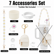7 PCS Cup Accessories Set | Tumbler Accessories for 30oz & 40oz | Silicone Boot, Handle Strap, Coin Purse & Straw Covers(Tumbler Not Included)