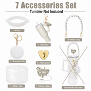 7-Piece Tumbler Accessories Set for 30oz & 40oz Cups – Silicone Boot, Handle Strap, Straw Covers & Keychain (Tumbler Not Included)
