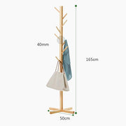 Bamboo Coat and Hat Rack 8 Hooks Coat Stand
