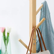 Bamboo Coat and Hat Rack 8 Hooks Coat Stand