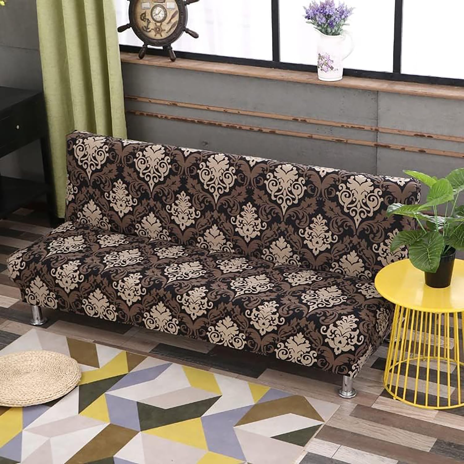 Sofa Slipcover Armless Futon Cover Printed Folding Couch Shield Sofa Cover