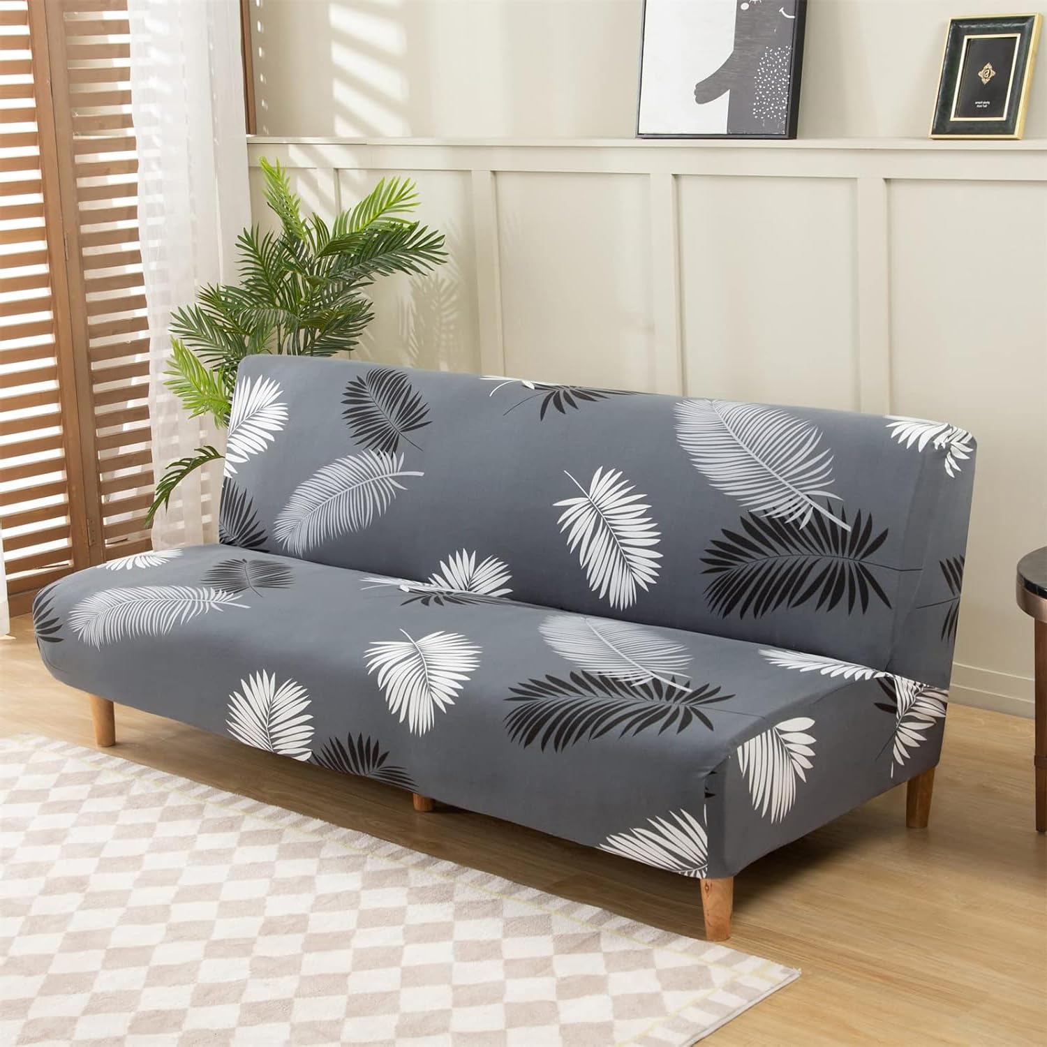 Sofa Slipcover Armless Futon Cover Printed Folding Couch Shield Sofa Cover