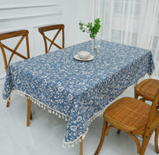Rectangle Printed Tablecloth Cotton Linen Table Cloth Dust-Proof Table Cover (228x137 cm)