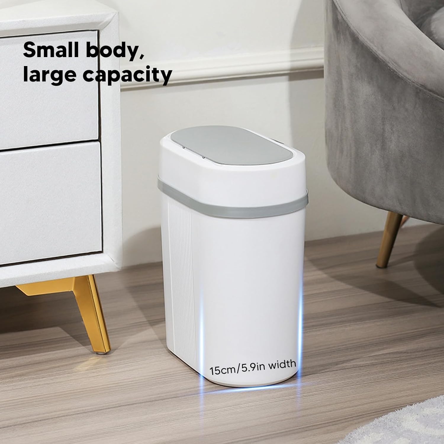 Smart Automatic Sensor Dustbin Oval shape Trash Bin White 12 Litre