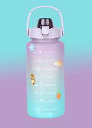 2000 ML Motivational Water Bottle With Straw and 3D stickers- (Pack of 1)