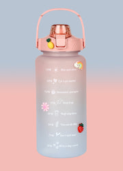 2000 ML Motivational Water Bottle With Straw and 3D stickers- (Pack of 1)