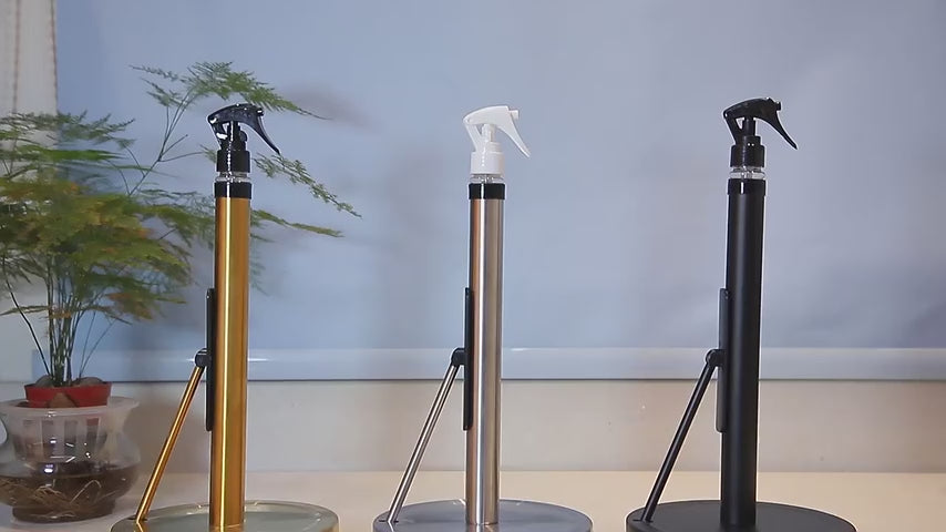 2-in-1 Stainless Steel Paper Towel Holder with Spray Bottle, Suction Base, One-Hand Tear Design (Silver)