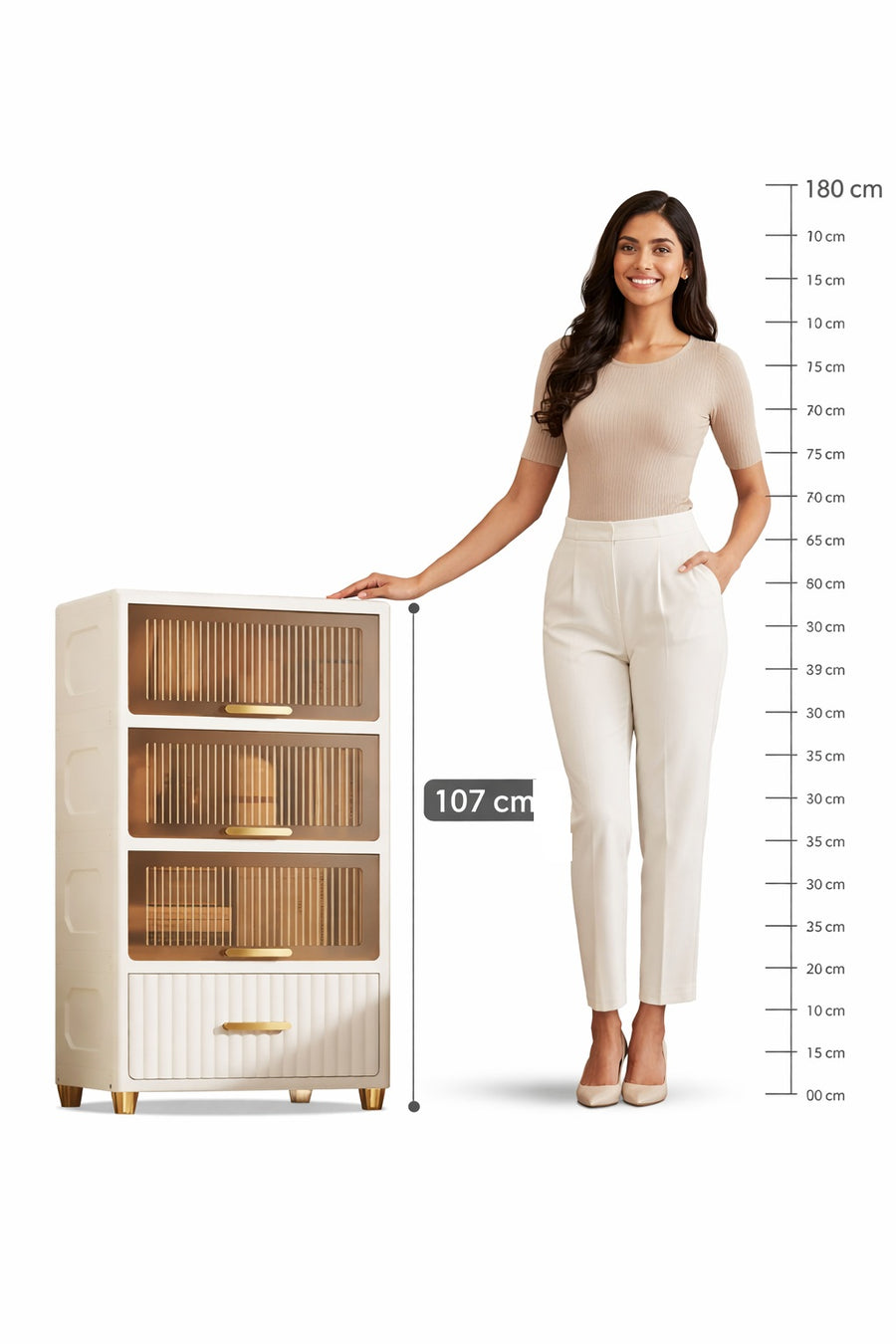 Bathroom Storage Cabinet – Freestanding Organizer with Drawers & Shelf (White,50CM)