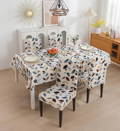 Dining Chair Cover With Table Covers Waterproof (1 Table Cover + 4 Chair Cover)