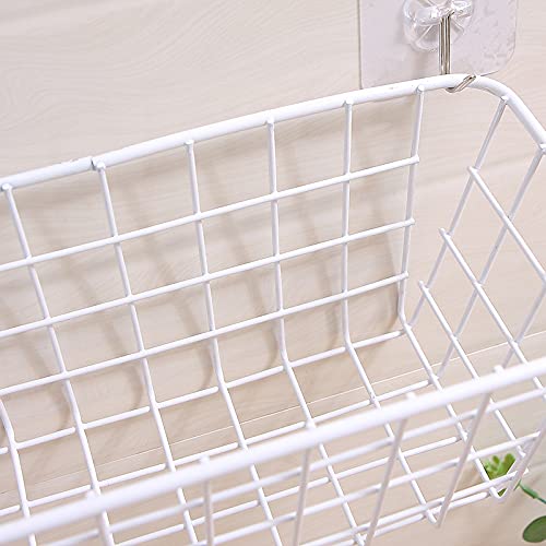 Kitchen Hanging Wire Storage Basket (White, Small)