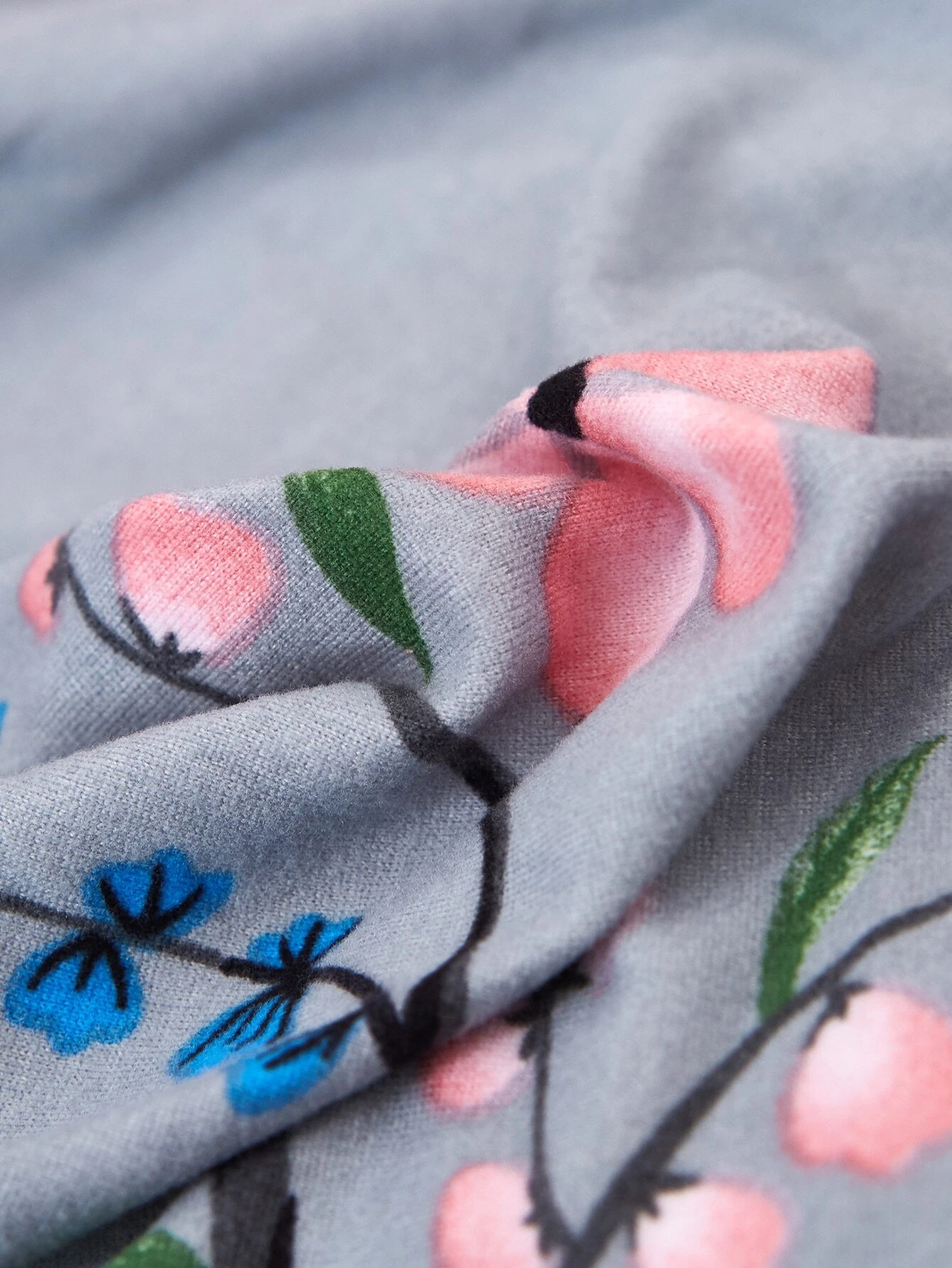 Printed Sofa Cover - Grey Pink Flower