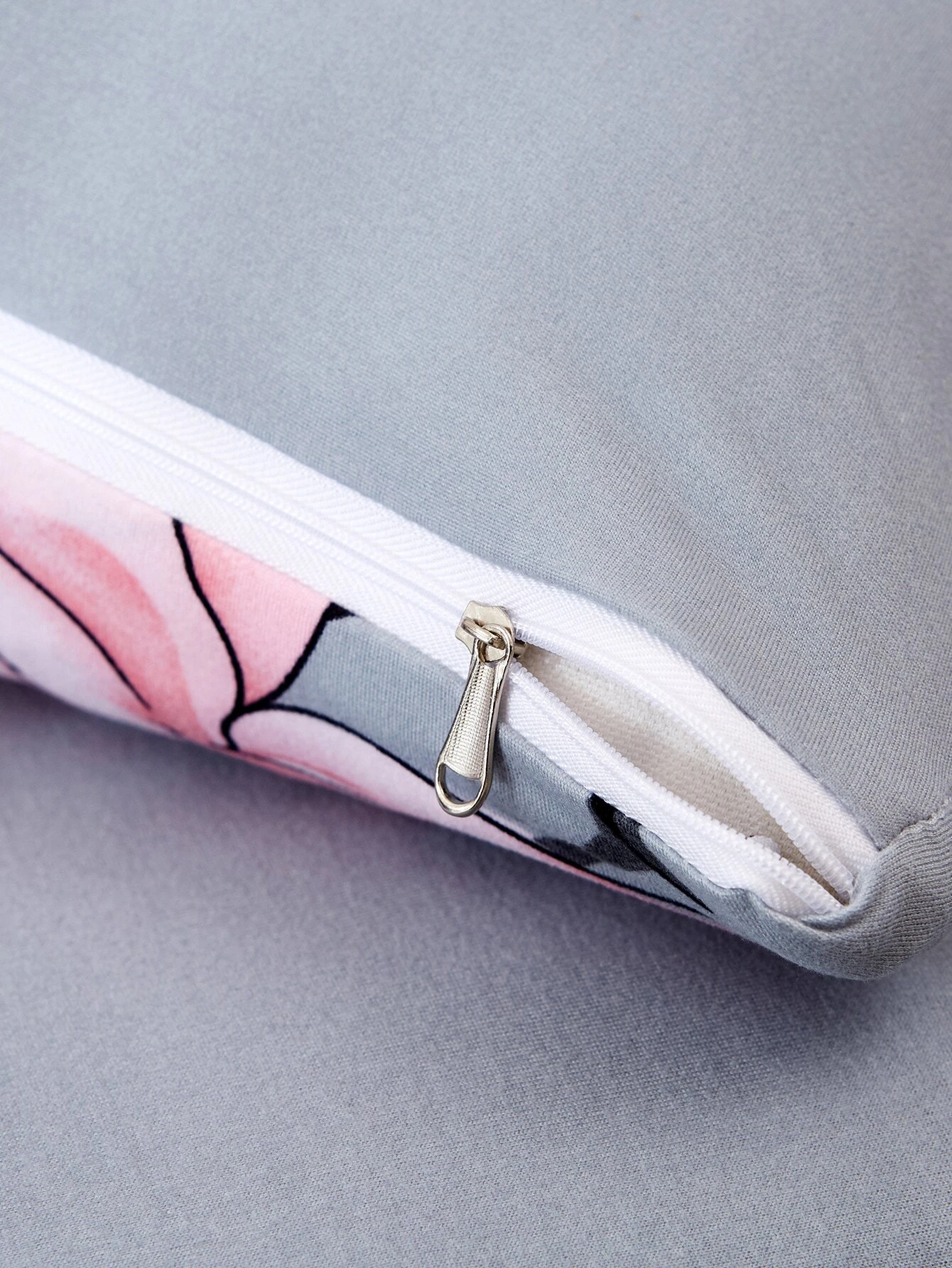 Printed Sofa Cover - Grey Pink Flower