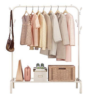 Metal Garment Rack with Top Rod and Lower Storage Shelf Clothes Rack 6 Hooks(150x117cm)