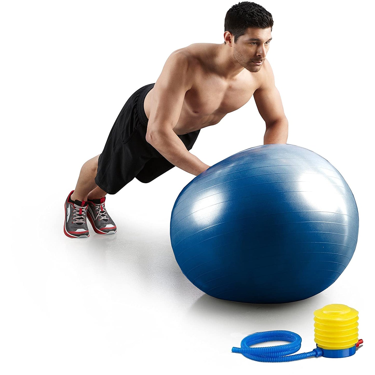 PVC Gym Ball With Air Pump, Size 65cm, (Blue)