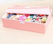 Innerwear Organizer 16+1 Compartment Non-Smell Non Woven Foldable Fabric Storage Box for Closet - Blue Polka
