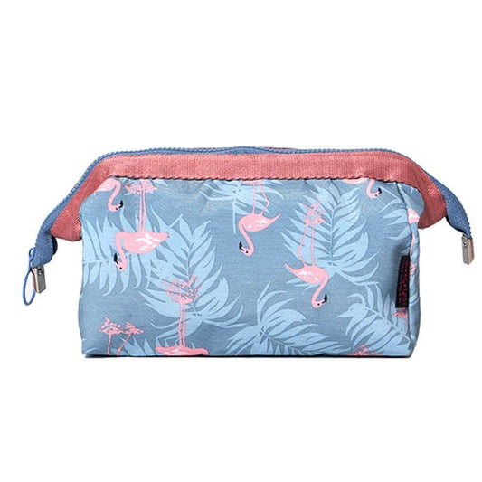 Toiletry Kit Organizer Hard Drive Carry Case Portable Cube Purse (Grey Flamingo)